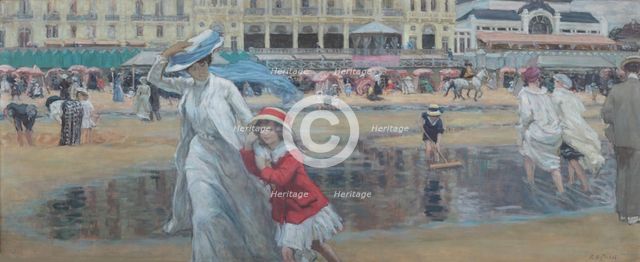 La plage de Cabourg, c. 1910. Creator: Prinet, René François Xavier (1861-1946).