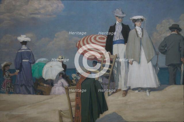 La Plage de Cabourg (Cabourg Beach), 1910. Creator: Prinet, René François Xavier (1861-1946).