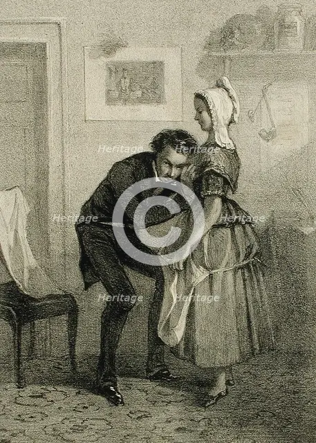 La Premiere auscultation, 1857. Creator: Félicien Rops.
