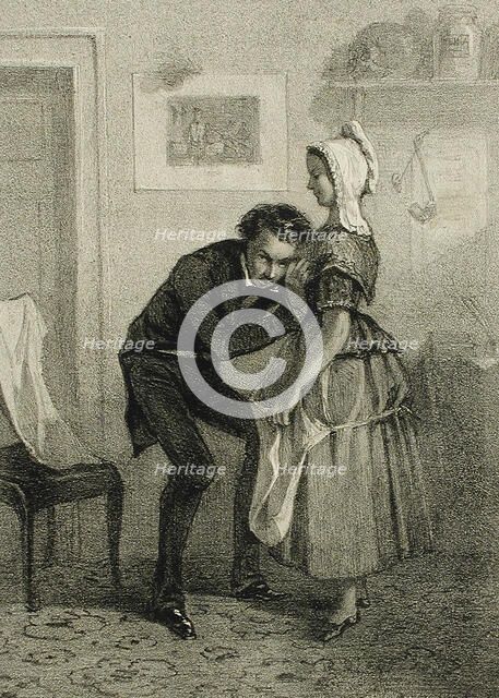 La Premiere auscultation, 1857. Creator: Félicien Rops.