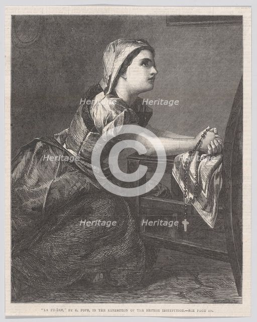 La Prière (The Prayer), from "Illustrated London News", March 2, 1867. Creator: William Luson Thomas.