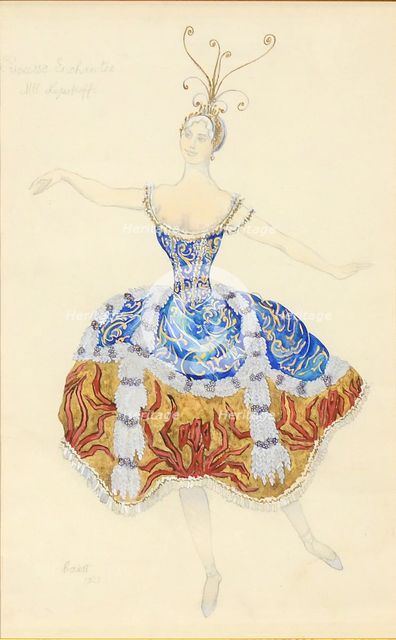 La Princesse Enchantée. Costume design for the ballet The Sleeping Princess, 1921. Artist: Bakst, Léon (1866-1924)