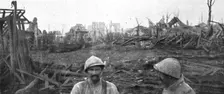 La pris de Clery-sur-Somme (3 septembre); Clery et son eglise dans les brouillards de matin 1916. Creator: Unknown