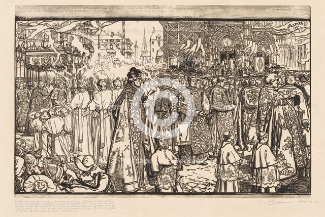 La Procession de la Fête-Dieu à Nantes, 1901. Creator: Auguste Louis Lepère (French, 1849-1918).