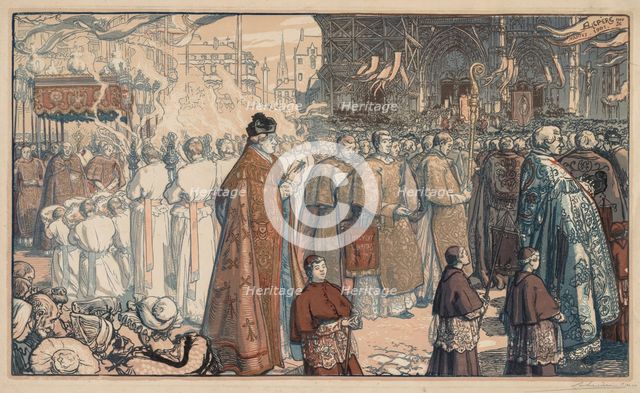 La Procession de la Fête-Dieu à Nantes, 1901. Creator: Auguste Louis Lepère (French, 1849-1918).