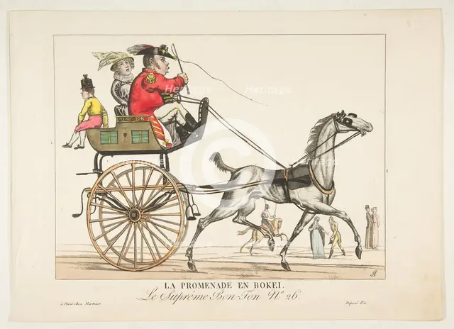 La Promenade en Bokei; Le Suprême Bon-Ton No. 26, 1816. Creator: Adrien Pierre François Godefroy the Younger.