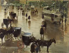 La Puerta del Sol, Madrid. Artist: Martínez Cubells, Enrique (1874-1947)