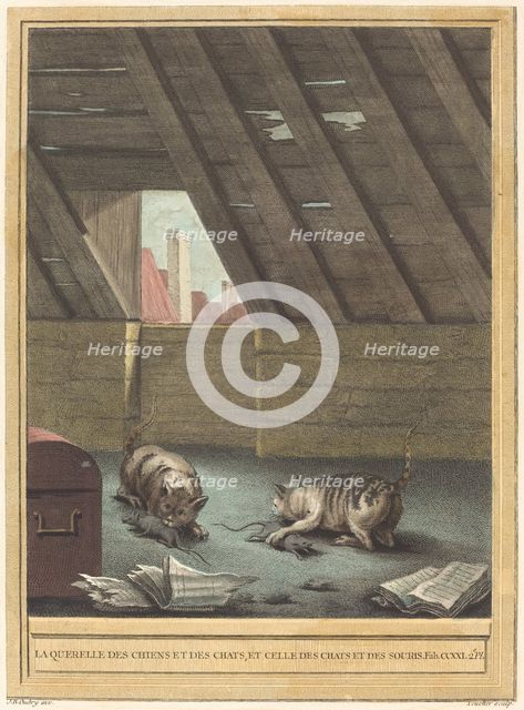 La querelle des chiens et des chats et celle des chats et des souris (The Quarrel of Cats...pub.1759 Creator: Johann Christoph Teucher.