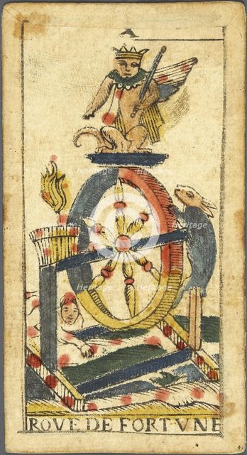 La Roue de Fortune (Wheel of Fortune), Tarot card, Early 18th cen..