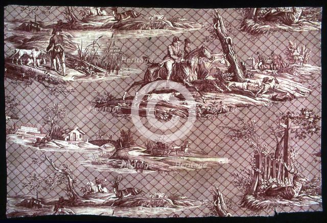 La Route de Jouy (The Route to Jouy) (Furnishing Fabric), France, 1815. Creator: Oberkampf Manufactory.