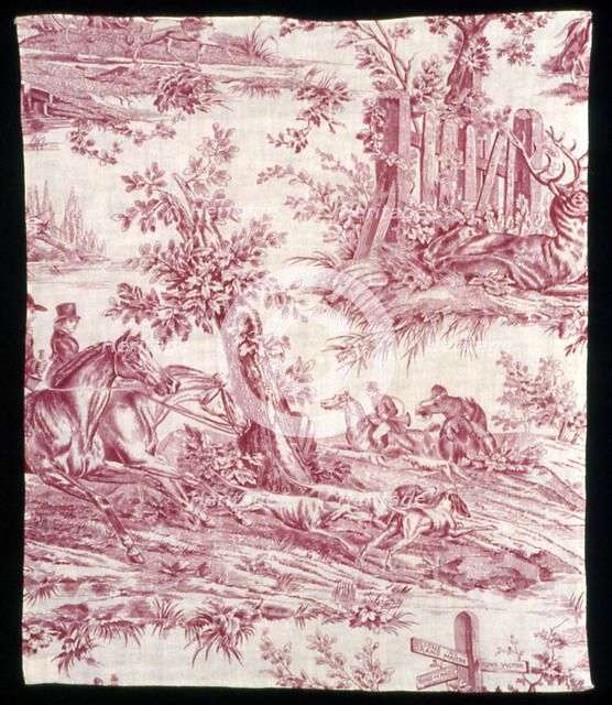 La Route de Jouy (The Road to Jouy) (Furnishing Fabric), France, 1825/35. Creator: Oberkampf Manufactory.