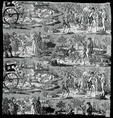 La Route de St. Cloud ou de Poissy (Furnishing Fabric), Nantes, 1822 or after. Creator: Favre-Petitpierre et Cie