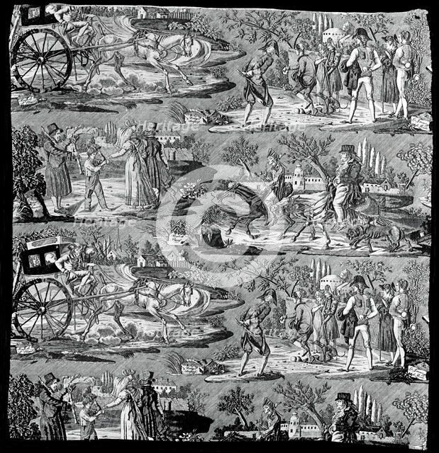 La Route de St. Cloud ou de Poissy (Furnishing Fabric), Nantes, 1822 or after. Creator: Favre-Petitpierre et Cie.