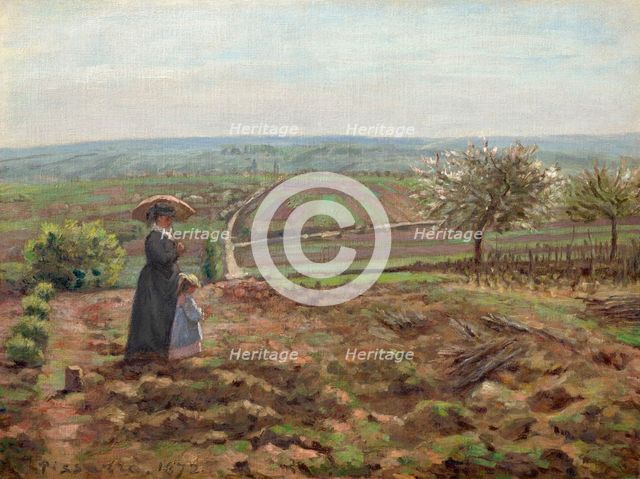 La route de Rouen, les hauteurs de l'Hautil, Pontoise, 1872. Creator: Pissarro, Camille (1830-1903).
