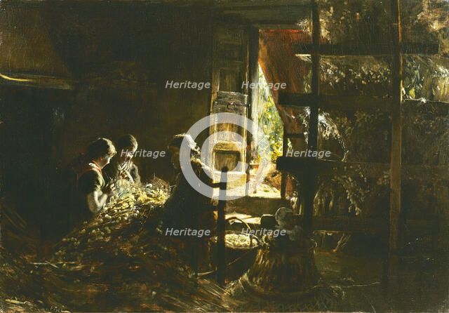 La raccolta dei bozzoli (Collecting the cocoons), 1882-1883. Creator: Segantini, Giovanni (1858-1899).