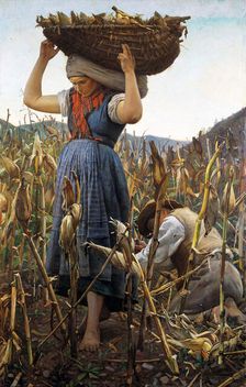 La raccolta del granoturco (The maize harvest), 1881. Creator: Glisenti, Achille (1848-1906)