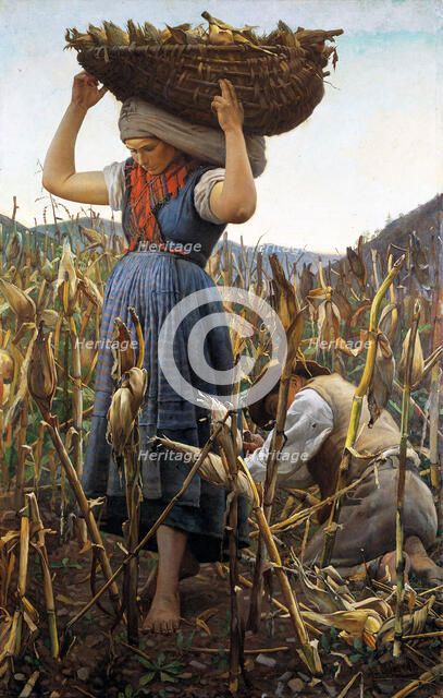 La raccolta del granoturco (The maize harvest), 1881. Creator: Glisenti, Achille (1848-1906).