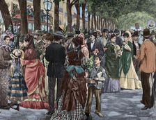 La Rambla de las Flores (Rambla of the Flowers), Barcelona, Spain, late 19th century? Creator: Josep Lluís Pellicer Feñé