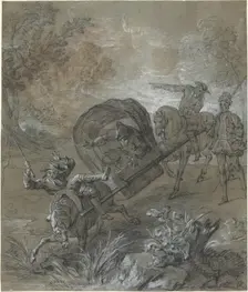 La Rancune en brancard, abattu dans le bourbier, 1726. Creator: Jean-Baptiste Oudry