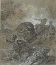 La Rancune en brancard, abattu dans le bourbier, 1726. Creator: Jean-Baptiste Oudry