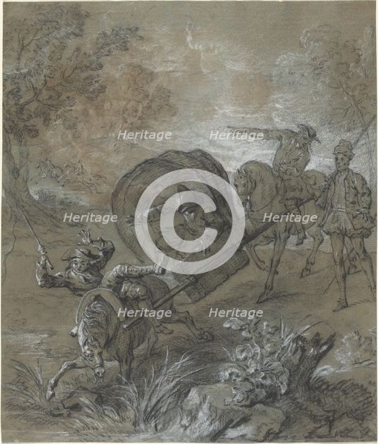 La Rancune en brancard, abattu dans le bourbier, 1726. Creator: Jean-Baptiste Oudry.