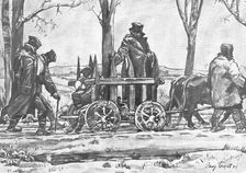 'La Retraite Serbie; transport de blesses sur une charrette macedonienne. 1916. Creator: Vladimir Betzitch