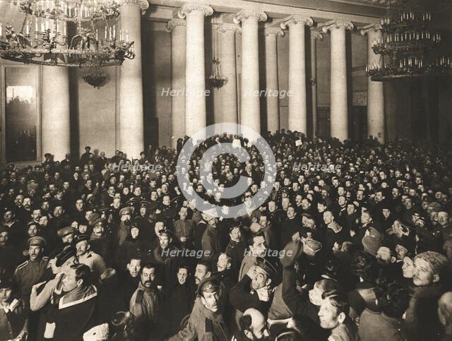 'La Revolution Russe; Au Palais de Tauride: des soldats et des marins, auxquels se sont melés...1917 Creator: Unknown.