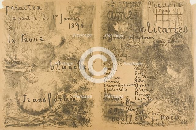 La Revue Blanche Transformed and Solitary Souls, 1893. Creator: Edouard Vuillard.