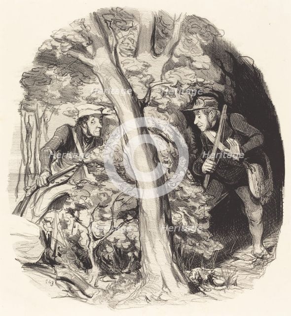 La rencontre sous bois, 1844. Creator: Honore Daumier.