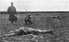 'La reprise de Vermelles; L'identification des morts, apres le combat 1914. Creator: Unknown