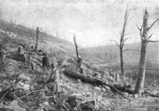 La reprise du bois de la Caillette; Avant l'attaque du 5 avril : troupes defilees derriere..., 1916 Creator: Unknown