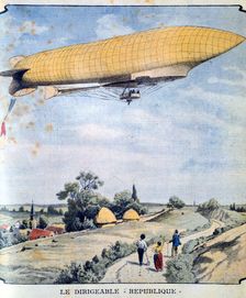 La Republique on her maiden flight, 1908. Artist: Anon