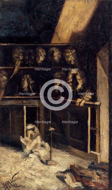La réserve des perruques à l'Opéra-Comique, après l'incendie du 15 mai 1887, place Boieldieu... Creator: Henri-Martin Vos.