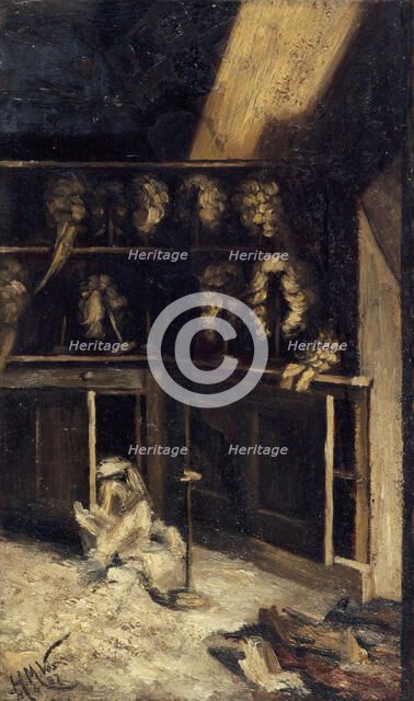 La réserve des perruques à l'Opéra-Comique, après l'incendie du 15 mai 1887, place Boieldieu... Creator: Henri-Martin Vos.