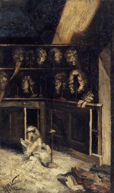 La réserve des perruques à l'Opéra-Comique, après l'incendie du 15 mai 1887, place Boieldieu... Creator: Henri-Martin Vos