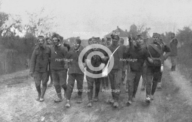 'La resistance Serbe; Les jeunes serbes appelees a l'armee quittent leurs villages...1915 (1924). Creator: R. Marianovitch.