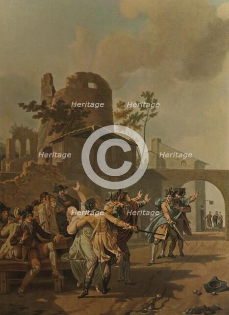 'La Rixe', (The Brawl), c1780, (1913). Artist: Charles-Melchior Descourtis.