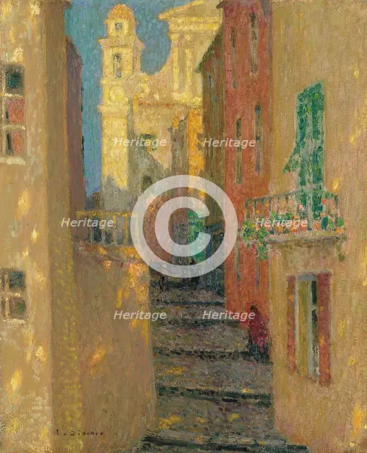 La rue de l'Eglise, Villefranche-sur-Mer, 1928. Artist: Le Sidaner, Henri (1862-1939)