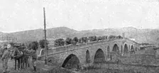 'La rupture des lignes Bulgares; La traversee du grand pont de pierre sur la Bregalnitza..., 1918. Creator: Unknown