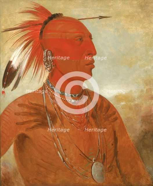 La-wáh-he-coots-la-sháw-no, Brave Chief, a Skidi (Wolf) Pawnee, 1832. Creator: George Catlin.