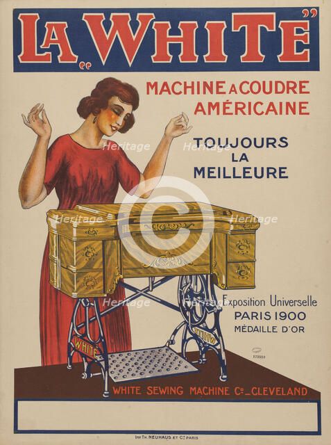 La White, machine à coudre américaine , c. 1912. Creator: Anonymous.