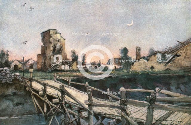 ''La Tour des Templiers et le canal de Furnes a Nieuport.', c1915. Creator: Unknown.