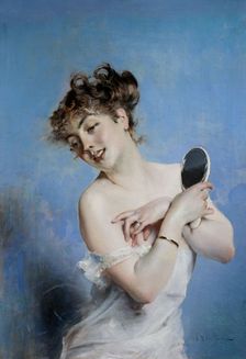 La Toilette (Young Woman in Déshabillé with a Mirror), c. 1880