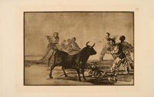 La Tauromaquia: The Rabble Hamstring the Bull with Lances, Sickles, Banderillas and..., 1815-1816. Creator: Goya, Francisco, de (1746-1828)