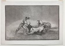 La Tauramaquia: A Spanish Knight Kills the Bull after Having Lost His Horse, 1815-1816. Creator: Francisco de Goya (Spanish, 1746-1828)