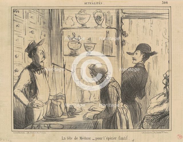 La tête de Méduse - pour l'épicier fautif, 1856.  Creator: Honore Daumier.