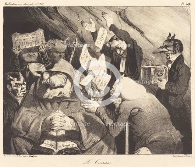 La Tentation, parodie d'une toile de Téniers, 1834. Creator: Honore Daumier.