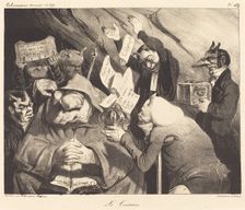 La Tentation, parodie d'une toile de Téniers, 1834. Creator: Honore Daumier