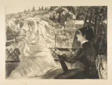 La Terrasse de la VIlla Brancas, 1876. Creator: Felix Bracquemond