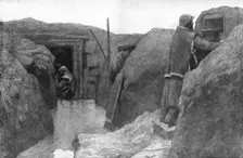 La tranchee pleine d'eau; au premier plan, le guetteur est au creneau : au fond, dans..., 1916. Creator: Georges Leroux